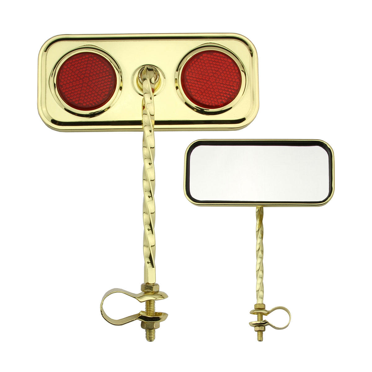 Rectangle Square Twisted Mirror Gold Red Reflectors.